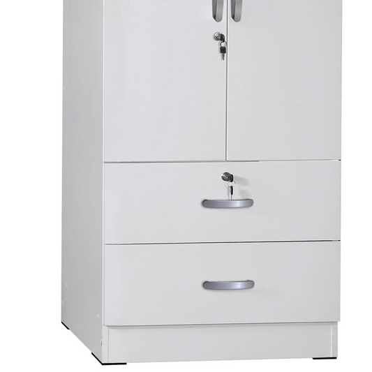 Better Home Products Grace Wood 2-Door Wardrobe Armoire with 2-Drawers in White