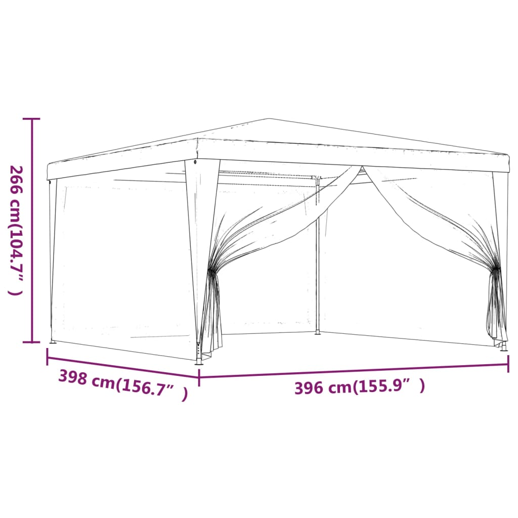 vidaXL Party Tent with 4 Mesh Sidewalls Green 13.1'x13.1' HDPE