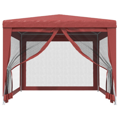 vidaXL Party Tent with 4 Mesh Sidewalls Red 9.8'x13.1' HDPE