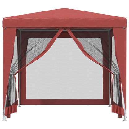 vidaXL Party Tent with 4 Mesh Sidewalls Red 8.2'x8.2' HDPE