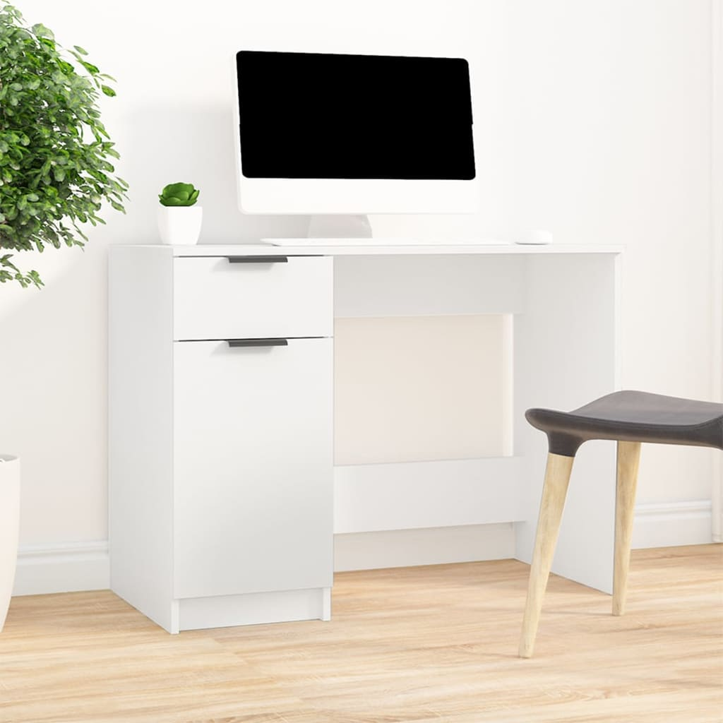 vidaXL Desk White 39.4"x19.7"x29.5" Engineered Wood