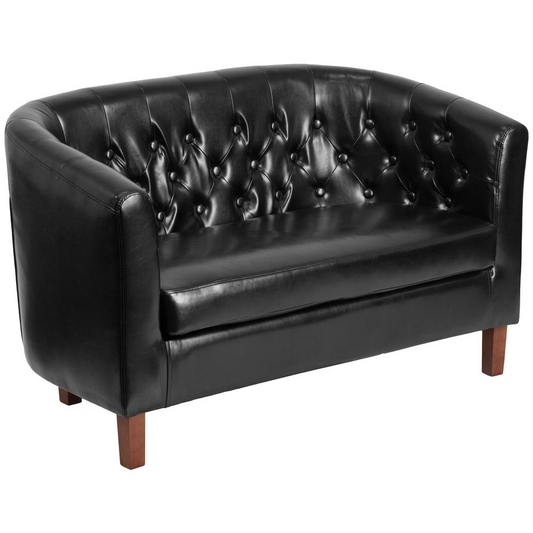 HERCULES Colindale Series Black LeatherSoft Tufted Loveseat