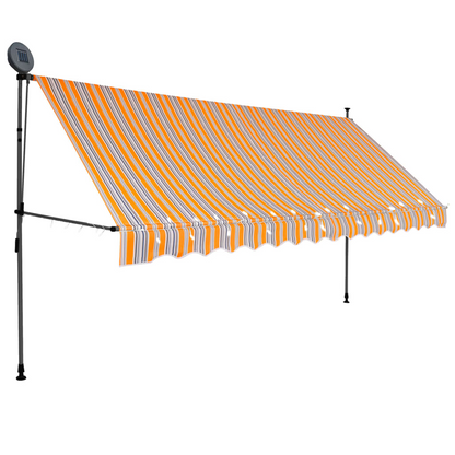 vidaXL Manual Retractable Awning with LED 157.5" Yellow and Blue