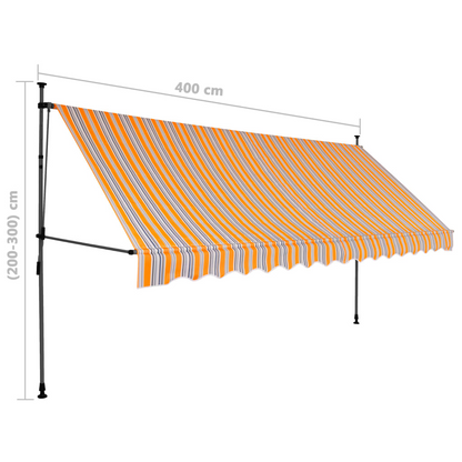 vidaXL Manual Retractable Awning with LED 157.5" Yellow and Blue