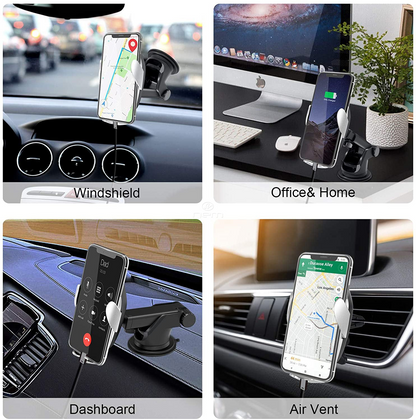 Universal Wireless Car Phone Charger Mount Holder Automatic Clamping