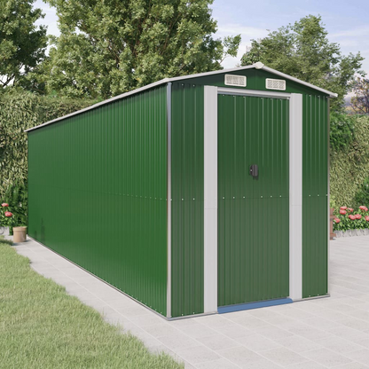 vidaXL Garden Shed Green 75.6"x238.6"x87.8" Galvanized Steel