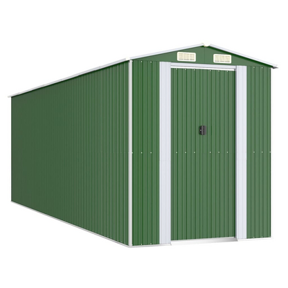 vidaXL Garden Shed Green 75.6"x238.6"x87.8" Galvanized Steel