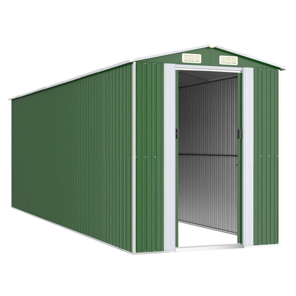 vidaXL Garden Shed Green 75.6"x238.6"x87.8" Galvanized Steel