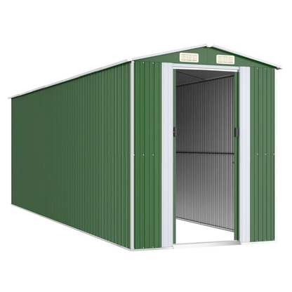 vidaXL Garden Shed Green 75.6"x238.6"x87.8" Galvanized Steel