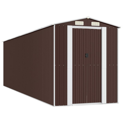 vidaXL Garden Shed Dark Brown 75.6"x271.3"x87.8" Galvanized Steel