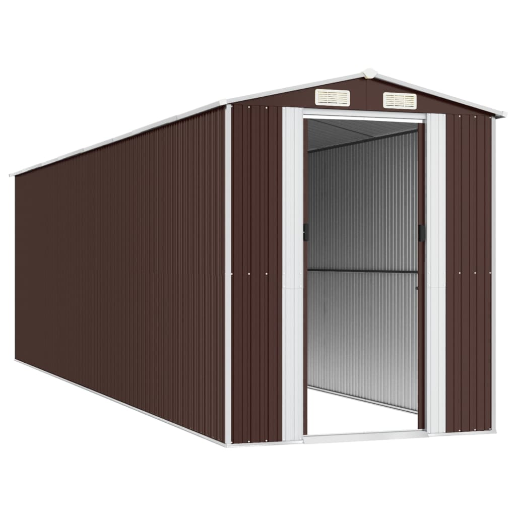 vidaXL Garden Shed Dark Brown 75.6"x271.3"x87.8" Galvanized Steel