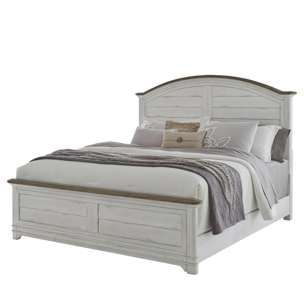 Meadowbrook Queen Arched Panel Bed - White-washed