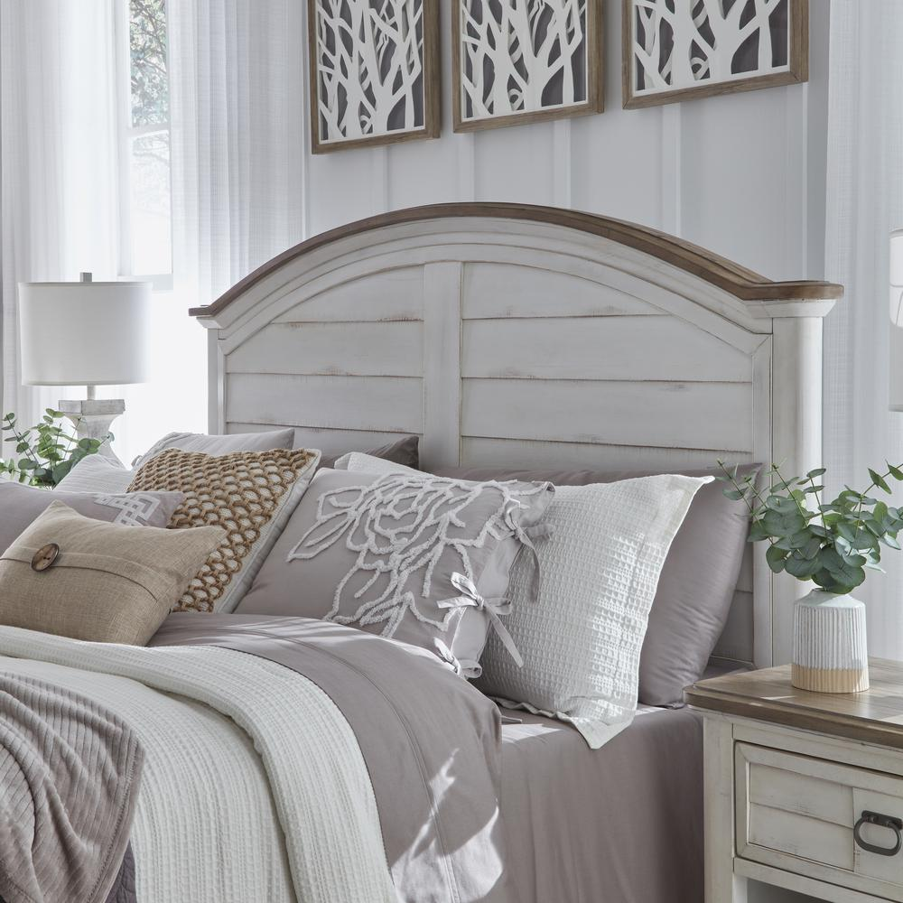 Meadowbrook Queen Arched Panel Bed - White-washed