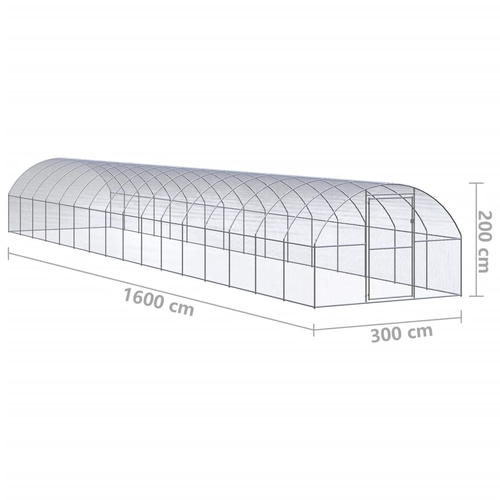 vidaXL Outdoor Chicken Coop 9.8'x52.5'x6.6' Galvanized Steel