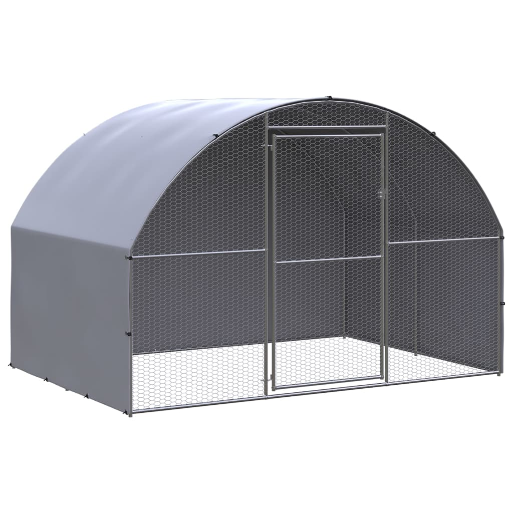 vidaXL Outdoor Chicken Coop 9.8'x6.6'x6.6' Galvanized Steel