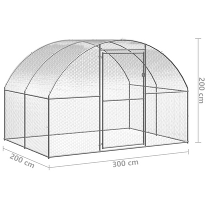 vidaXL Outdoor Chicken Coop 9.8'x6.6'x6.6' Galvanized Steel