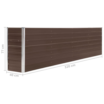 vidaXL Raised Garden Bed 126"x15.7"x30.3" Galvanized Steel Brown