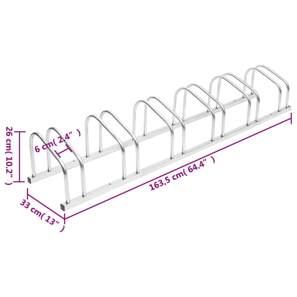 vidaXL Bike Rack for 6 Bikes Galvanized Steel