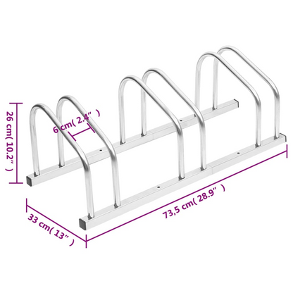 vidaXL Bike Rack for 3 Bikes Galvanized Steel