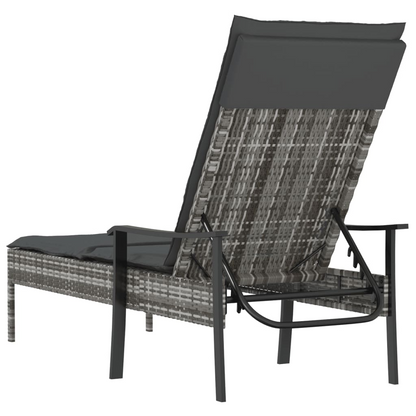 vidaXL Sun Lounger with Cushion Gray Poly Rattan