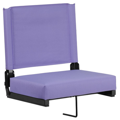 Grandstand Comfort Seats by Flash with 500 LB. Weight Capacity Lightweight Aluminum Frame and Ultra-Padded Seat in Purple