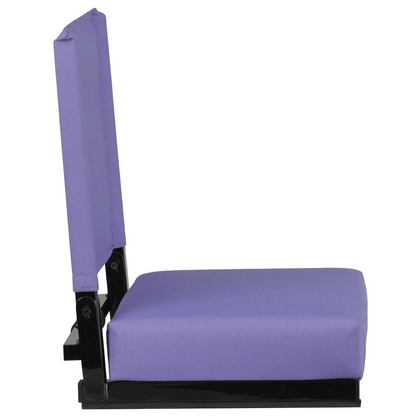 Grandstand Comfort Seats by Flash with 500 LB. Weight Capacity Lightweight Aluminum Frame and Ultra-Padded Seat in Purple