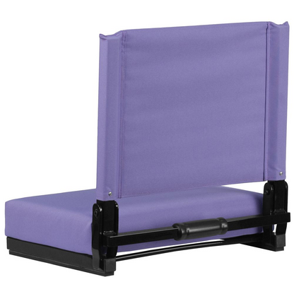 Grandstand Comfort Seats by Flash with 500 LB. Weight Capacity Lightweight Aluminum Frame and Ultra-Padded Seat in Purple