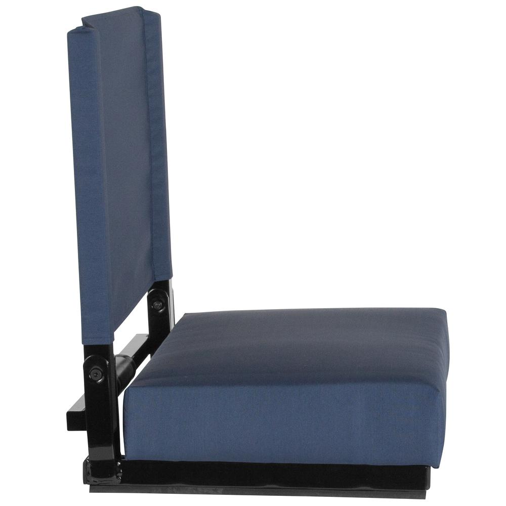 Grandstand Comfort Seats by Flash with 500 LB. Weight Capacity Lightweight Aluminum Frame and Ultra-Padded Seat in Navy Blue