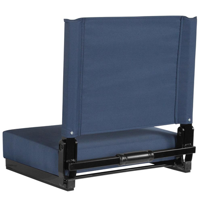 Grandstand Comfort Seats by Flash with 500 LB. Weight Capacity Lightweight Aluminum Frame and Ultra-Padded Seat in Navy Blue