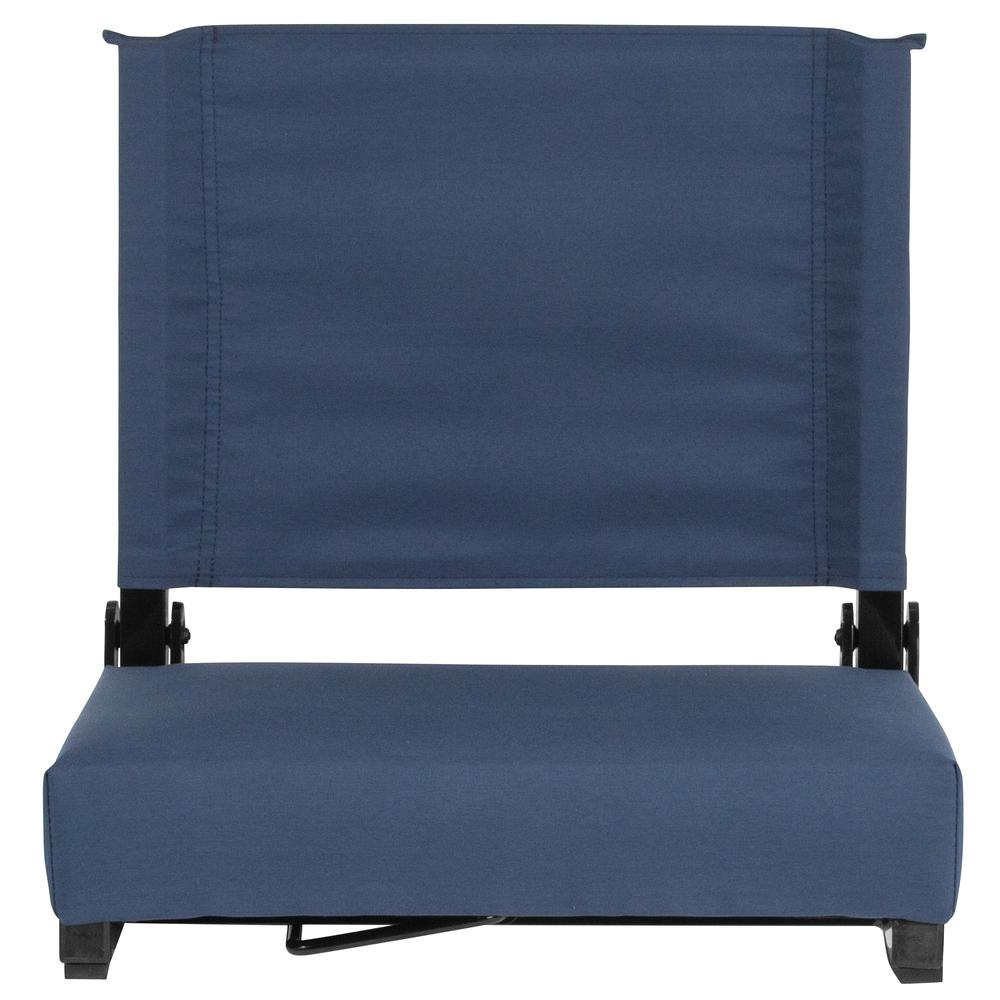 Grandstand Comfort Seats by Flash with 500 LB. Weight Capacity Lightweight Aluminum Frame and Ultra-Padded Seat in Navy Blue