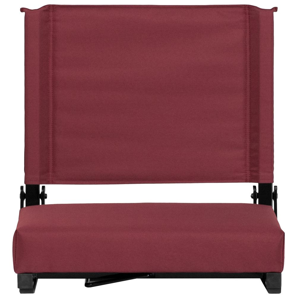 Grandstand Comfort Seats by Flash with 500 LB. Weight Capacity Lightweight Aluminum Frame and Ultra-Padded Seat in Maroon