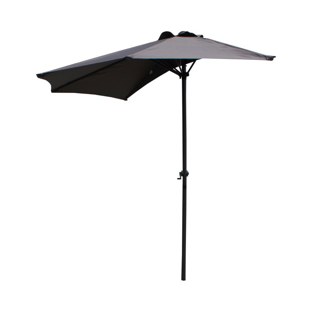 St. Kitts 9-Foot Half Round Vented Patio Wall Umbrella, Grey