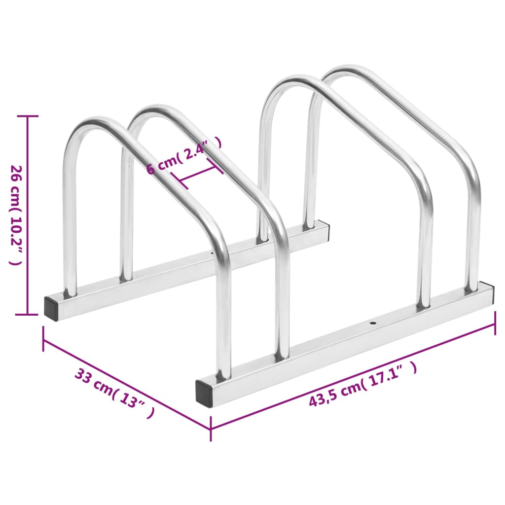 vidaXL Bike Rack for 2 Bikes Galvanized Steel