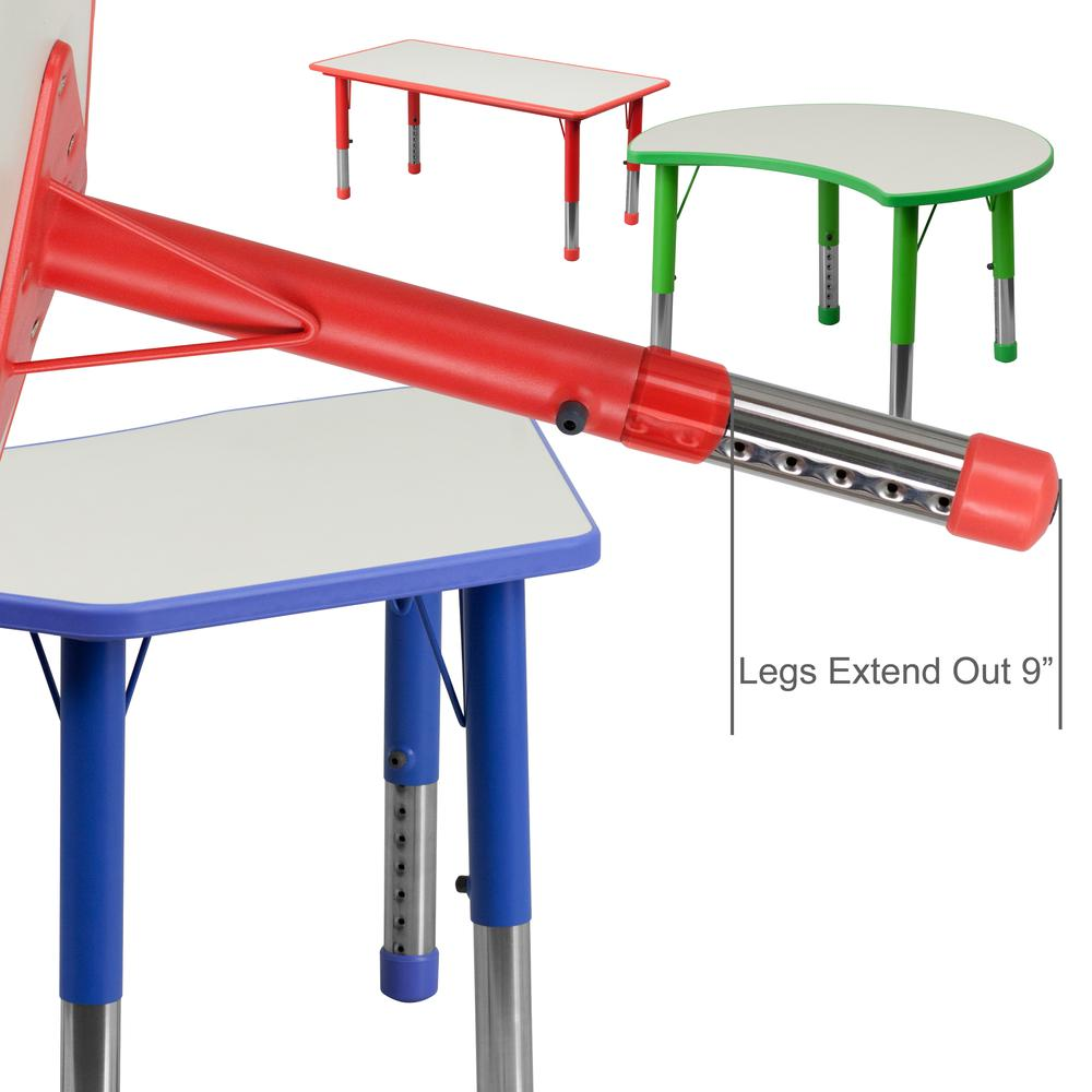 21.875''W x 26.625''L Rectangular Red Plastic Height Adjustable Activity Table with Grey Top