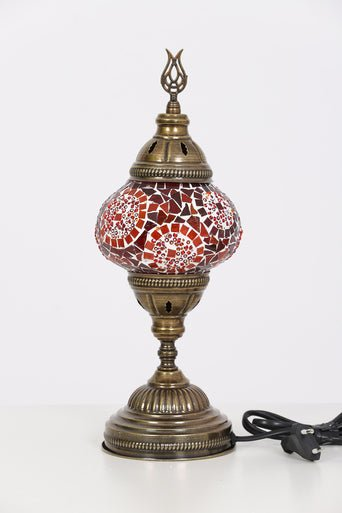 Turkish Mosaic Lamp Red Separated Circles Decorative Handmade Table Lamp - Unique Custom Moroccan Lamp Shades