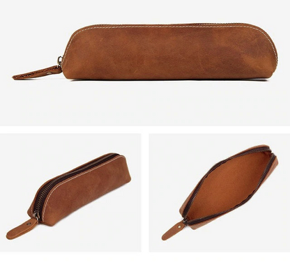 The Paavo Leather Pen Case | Leather Makeup Pouch