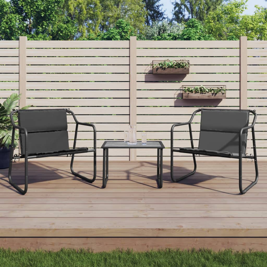 vidaXL 3 Piece Patio Lounge Set with Cushions Anthracite Steel