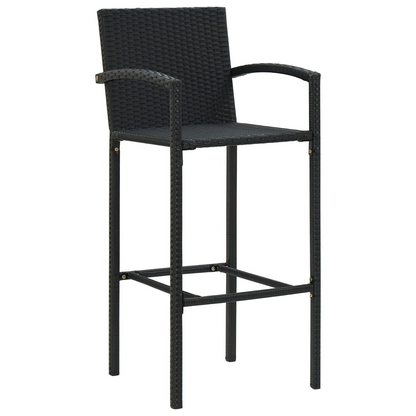 vidaXL Bar Stools 2 pcs Black Poly Rattan