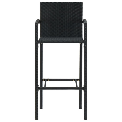 vidaXL Bar Stools 2 pcs Black Poly Rattan