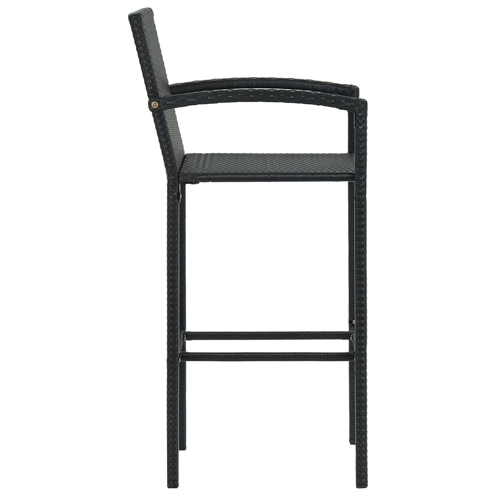 vidaXL Bar Stools 2 pcs Black Poly Rattan