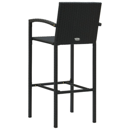 vidaXL Bar Stools 2 pcs Black Poly Rattan