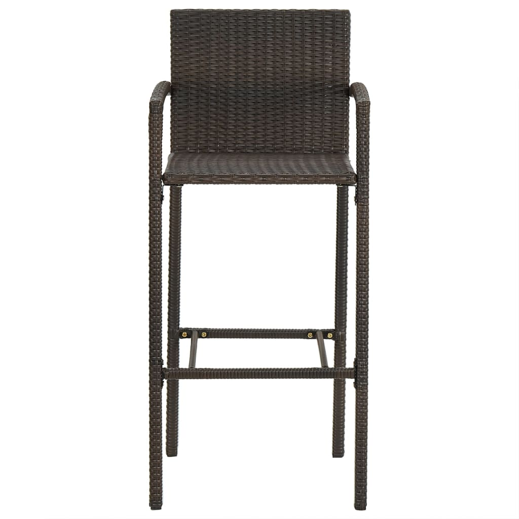 vidaXL Bar Stools 2 pcs Brown Poly Rattan