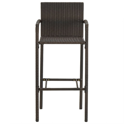 vidaXL Bar Stools 2 pcs Brown Poly Rattan