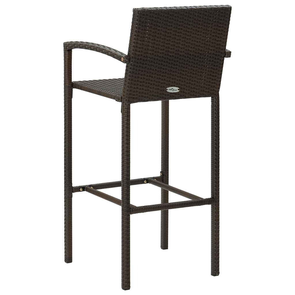 vidaXL Bar Stools 2 pcs Brown Poly Rattan