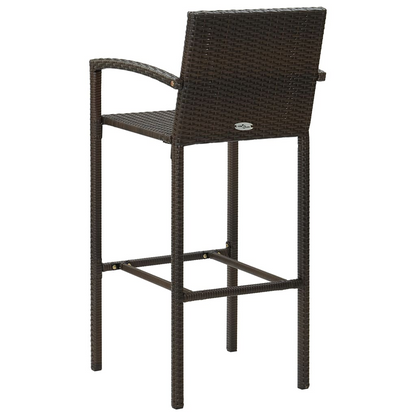 vidaXL Bar Stools 2 pcs Brown Poly Rattan