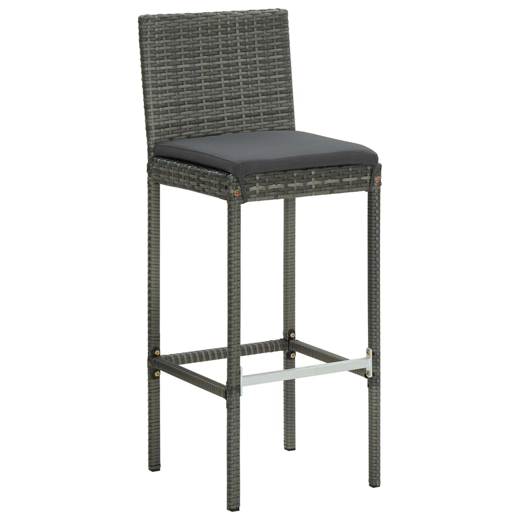 vidaXL Bar Stools with Cushions 6 pcs Gray Poly Rattan