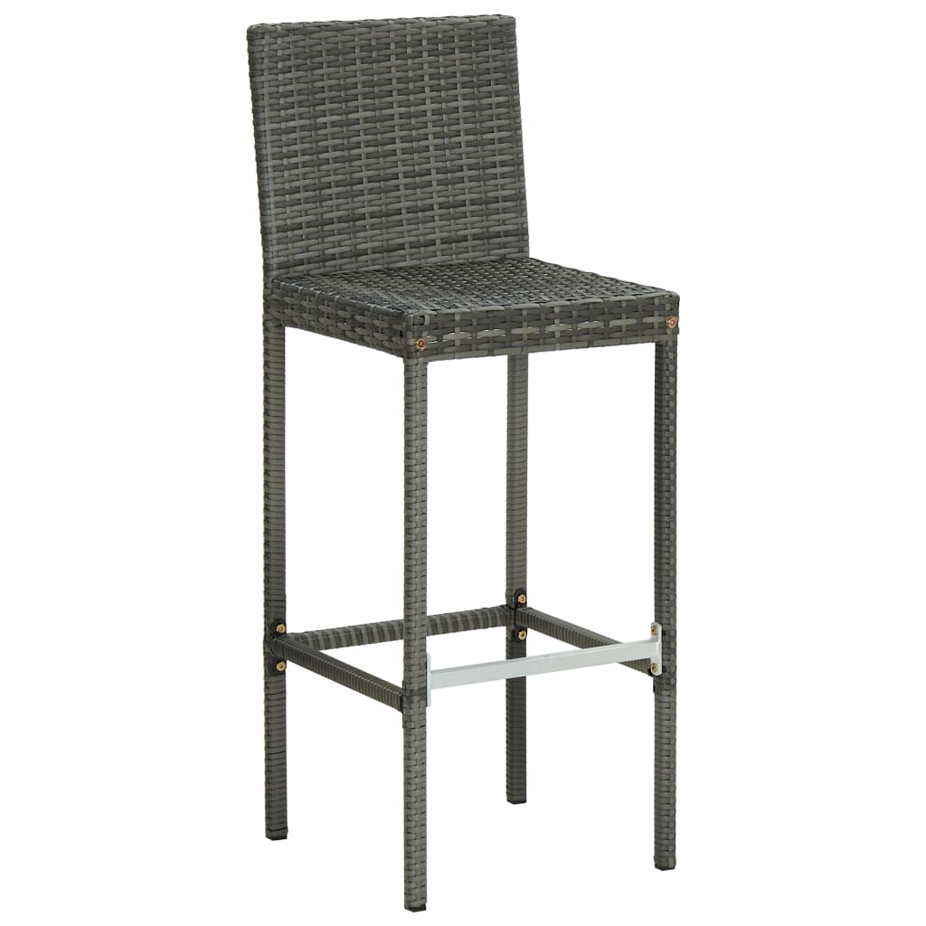 vidaXL Bar Stools with Cushions 6 pcs Gray Poly Rattan