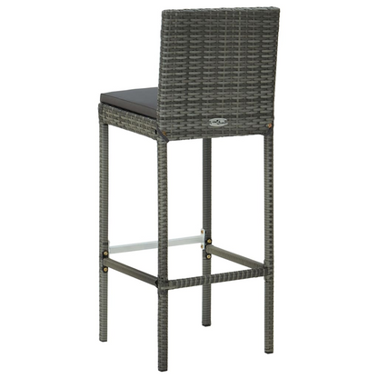 vidaXL Bar Stools with Cushions 6 pcs Gray Poly Rattan