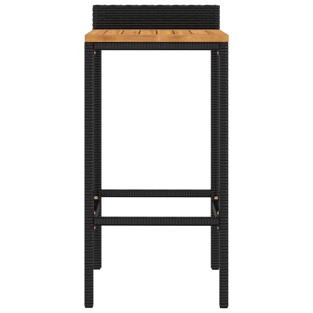 vidaXL Bar Stools 4 pcs Black Poly Rattan and Solid Wood Acacia