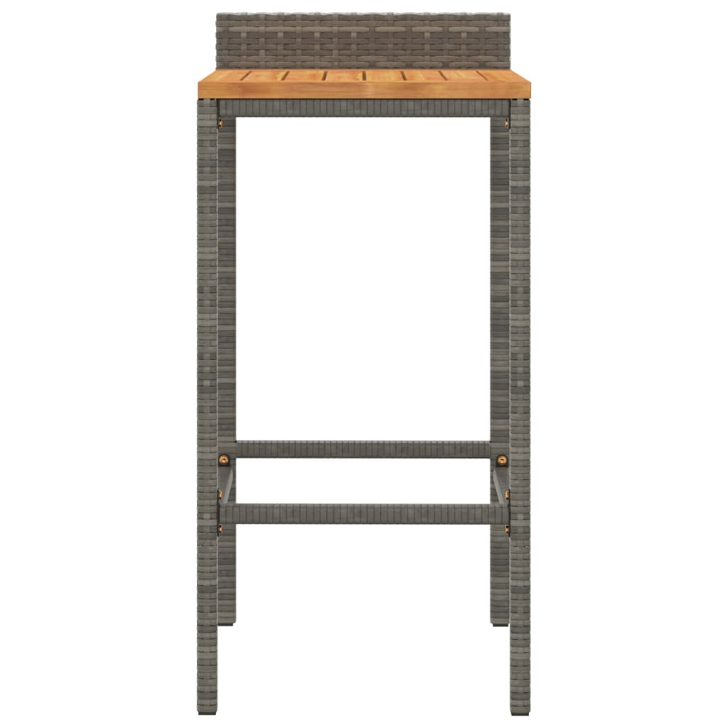 vidaXL Bar Stools 2 pcs Gray Poly Rattan and Solid Wood Acacia